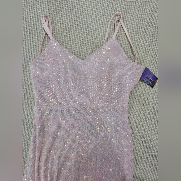 Morgan & Co Ice Pink Sequin Strappy Back Gown - Picture 6 of 8